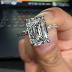 2.11ct/ ring sz 5.5/ Emerald Cut Lab Diamond Ring VVS2 D  14k White Gold