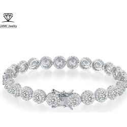 Tennis Bracelet 8mm Round cut VVS Gemstone Flower Shape Bracelet Men and Women