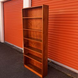 Tall Vintage Mid Century Teak Bookshelf 