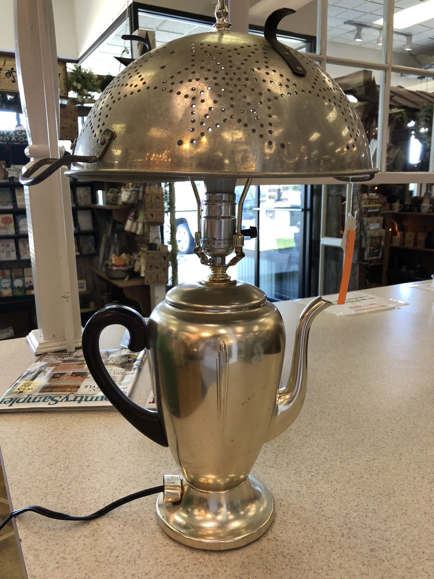 Farmhouse Style Vintage Colander/Percolator Lamp