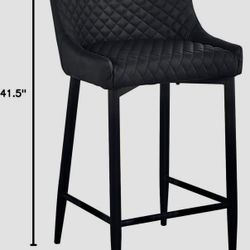 Neos Modern Furniture Contemporary Upholstered Barstool with Tufted Seat, Set of 2