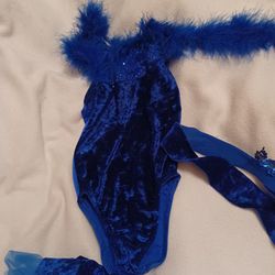 Blue Velvet Dance Wear Body Suit with Tu Tu