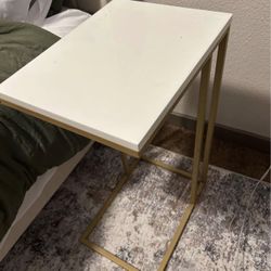 Two White And Gold Side Tables