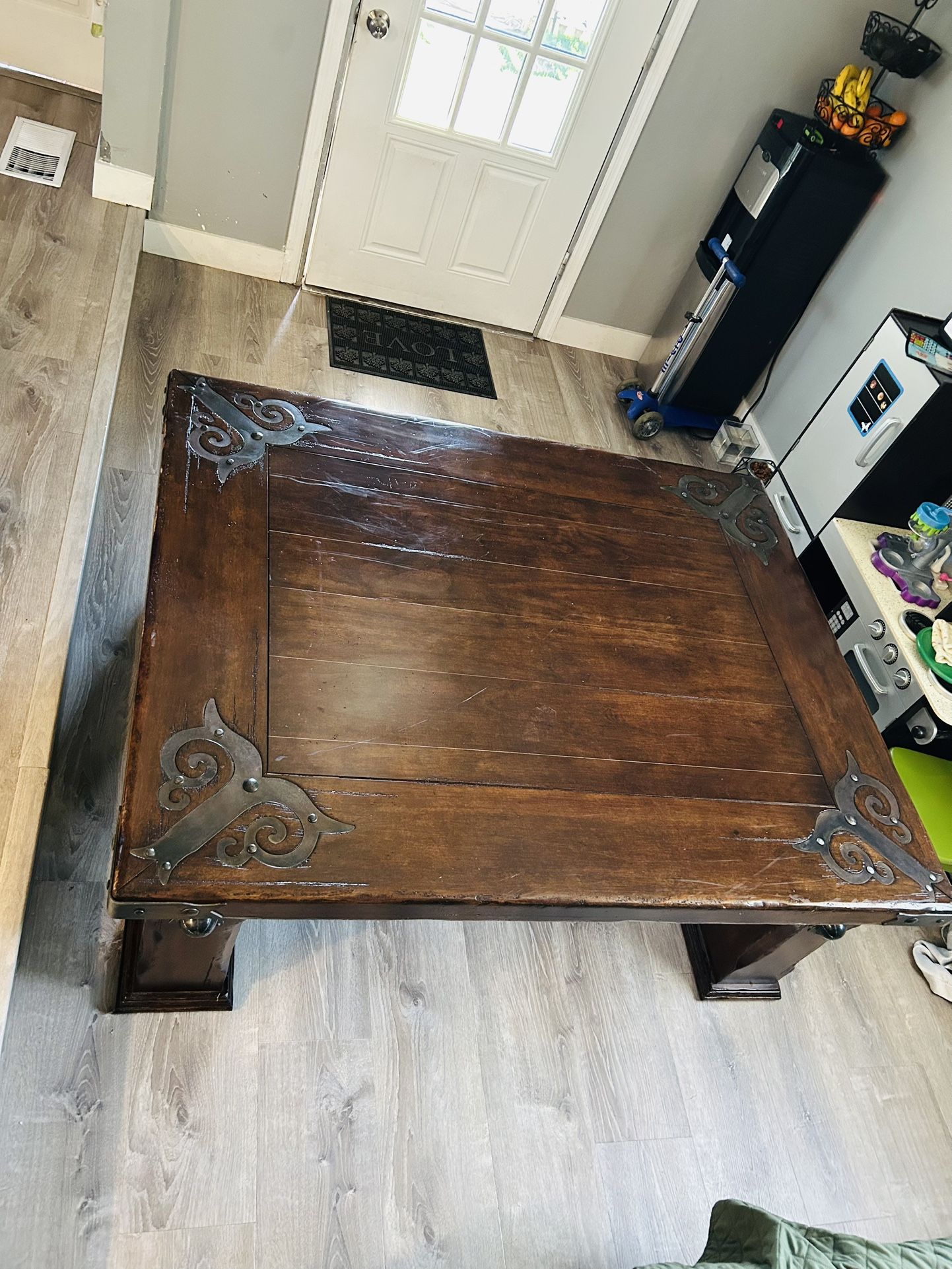 Very heavy antique wooden table, ideal for a large room: 48 wide, 23 high, and 60 long.