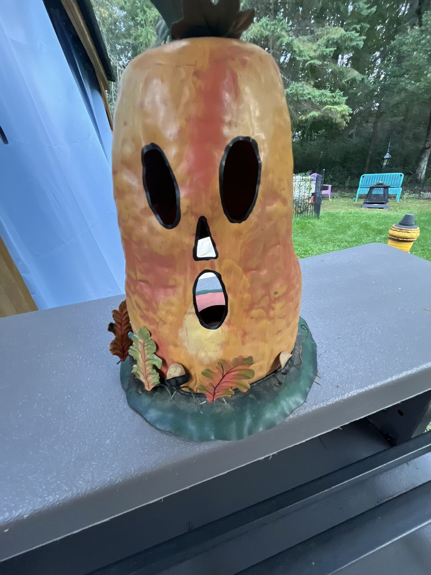 Metal Used Pumpkin Lantern 8” Good Cond