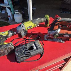 2  Tools 18 Volts Ryobi. Electric BLACK &DECKER ONE BATTERY AND A CHARGER 