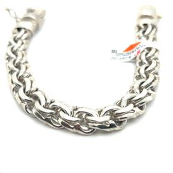 925 Sterling Silver Rounded Chino Link Bracelet 68.83grams 8” 11.5mm 173912 1