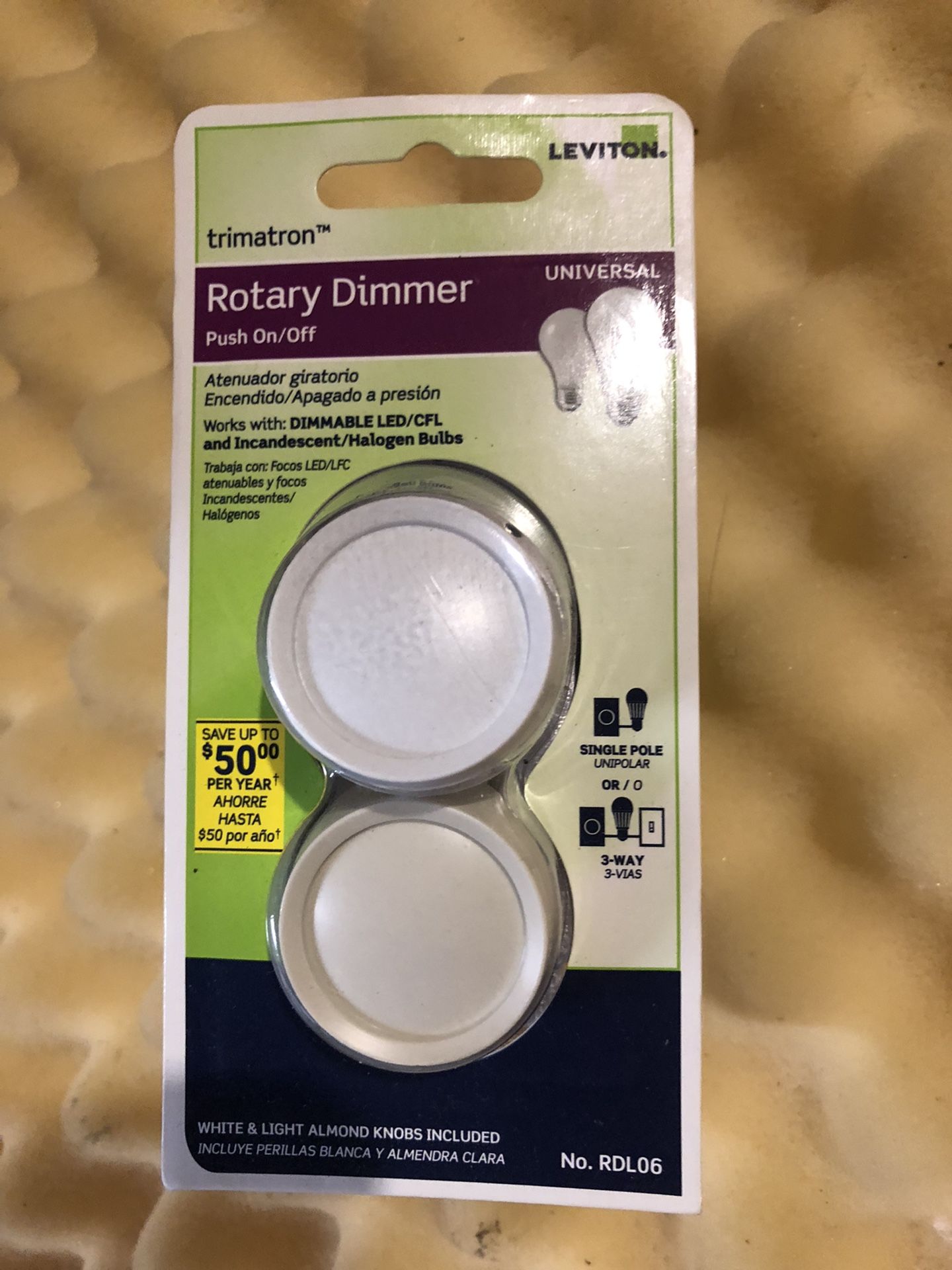 LEVITON Trimatron Rotary Dimmer Switch Push ON/OFF