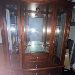 Hutch w/ Lights And Glass Shelves