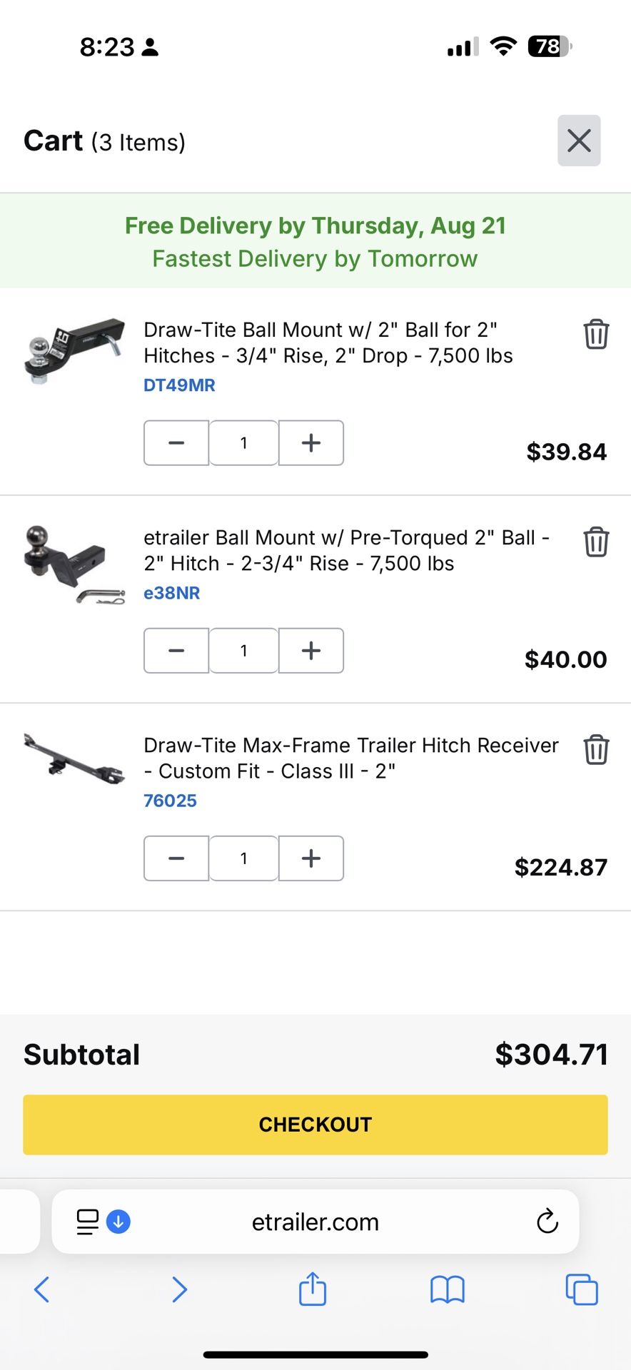 Draw-Tite Max-Frame Trailer Hitch Receiver - Custom Fit - Class III - 2"