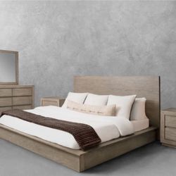 KING SIZE GOODWIN 5-PC BEDROOM SET dark beige abbyson furniture bed frame dresser side headboard