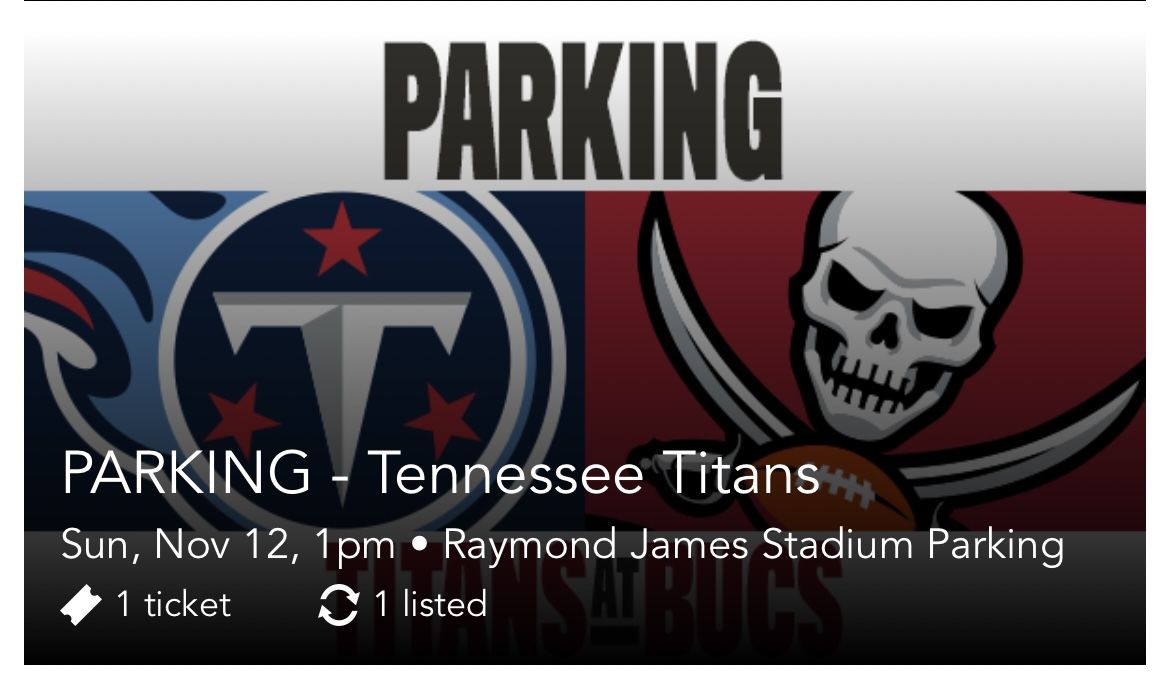 Tampa Bay Buccaneers Vs Tennessee Titans PARKING