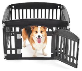 24” 4 Panel Dog Playpen Indoor Outdoor Puppy Exercise Pen with Locking Gate Small Medium Dogs