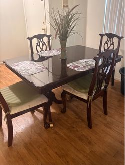 Dark Wood Dining Table with 4 Chairs