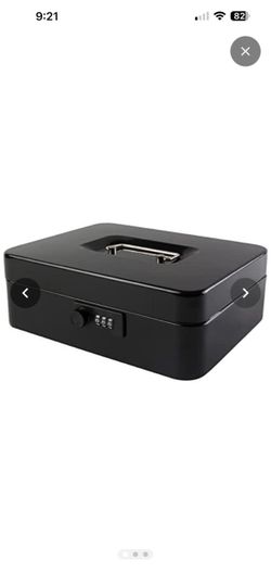 Large Cash Box with Combination Lock Safe Metal Money Box with Money Tray for Security Lock Box 9.84"x 7.87"x 3.54" Black