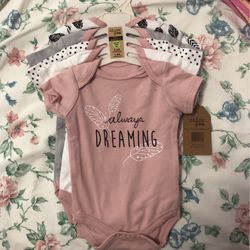 5 Piece 100% Cotton Bodysuit Baby Size 0-3 Months, 3-6 Month