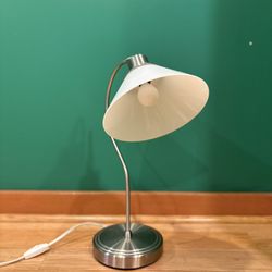 Small Vintage Desk Lamp with Glass Bell Shade