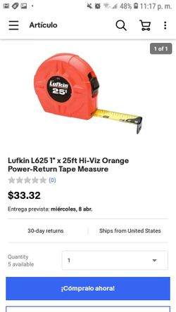 Lufkin L625x25'ft Hi-viz color negro totalmente nuevo