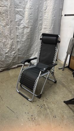 Reclining Lounge Chair | Folding Outdoor Patio Chair with Headrest $40