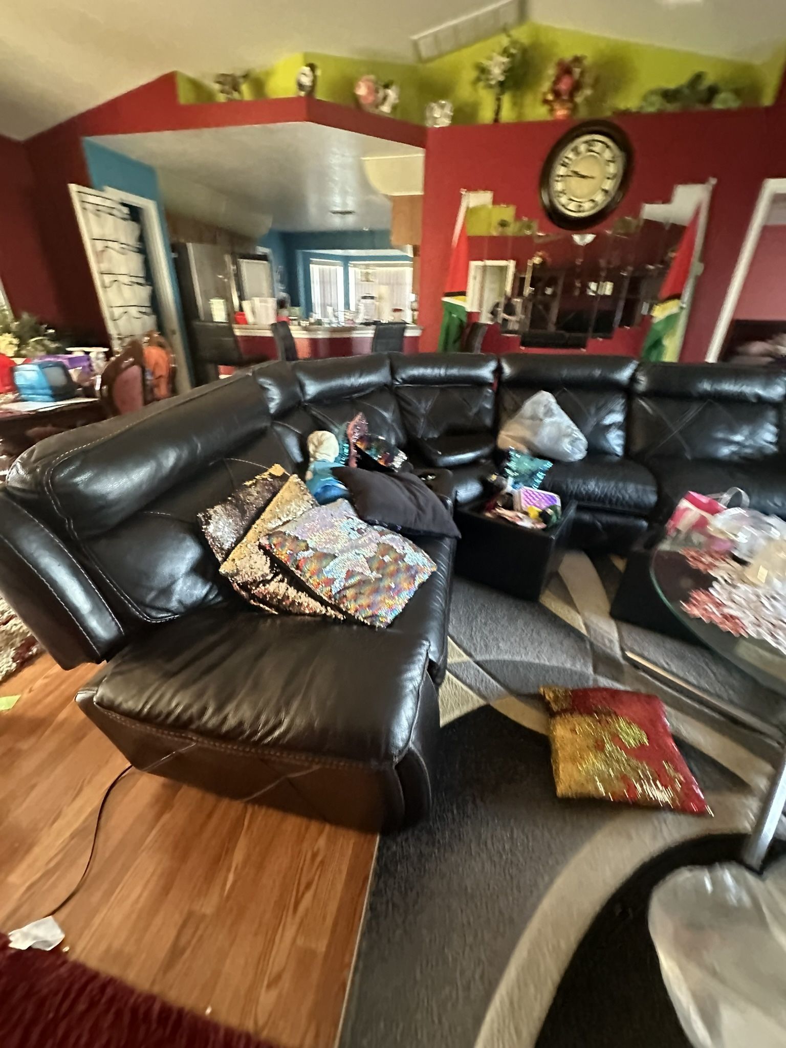 black leather couch