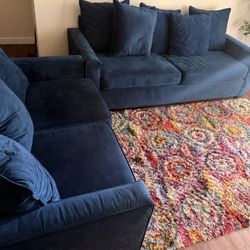 Velvet Royal Blue Sofa Set 