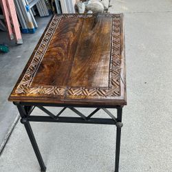 Wood Top Side Table