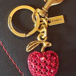 EXTREMELY RARE Coach 3D Red Crystal Apple Motif Bag Charm/ Keychain