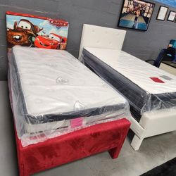 Twin Bed Frame With Mattress Set 