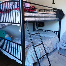 Full over full bunk bed with Mattresses  and Bedding