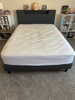 Full bed frame and mattress w cover and encasement