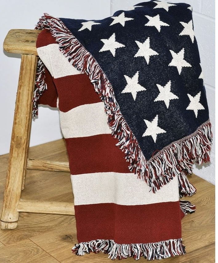 United States American Flag Throw Blanket - Gift Soft Tapestry Throw Woven from Cotton - Made in The USA