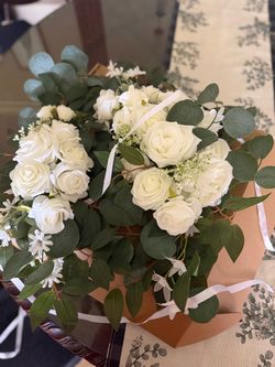 White Rose & Eucalyptus Wedding Arch Flowers – Set of 2