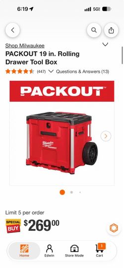 Milwaukee PACKOUT 19 in. Rolling Drawer Tool Box
