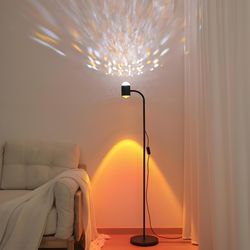 Kardleen Sunset Projection Floor Lamp With 3D Waves, Dual Head Sunset Lamp With DIY Mode, Multi-Color & Interchangeable Background, 360° Rotating Atmo