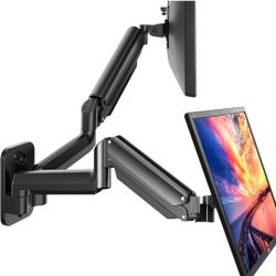 Dual Monitor Wall Mount - 17-32 Inch Computer Screen Mount (4.4-17.6lbs Per Arm) - VESA 75x75/100x100 Height Adjustable Stand for Dual Monitors
