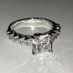 Silver 925 Classic Princess Engagement Ring