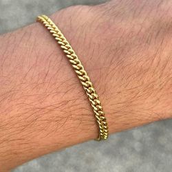 Brand New 10k yellow gold Cuban link 7" bracelet 4mm wide