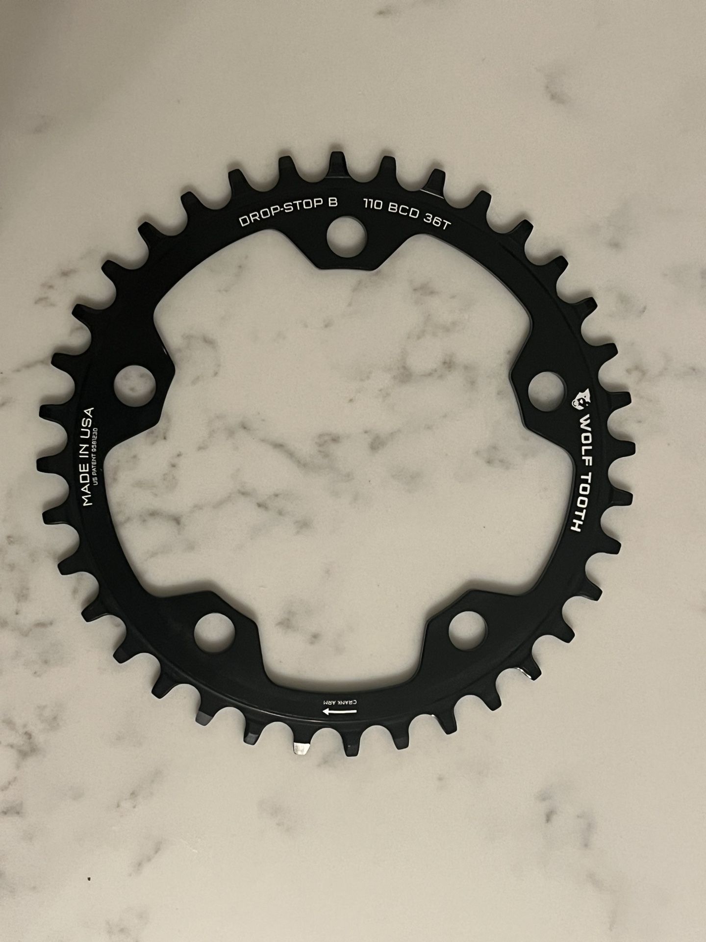 Woof Tooth 110 BCD, 5-Bolt, 36 Tooth Gravel / CX / Road Chainring