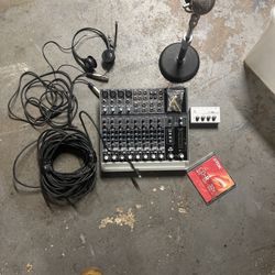 Mackie 1202-VLZ3 Mixer Bundle – NO Power Cable – Mic + Stand + Cables