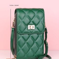 Quilted Detail Twist Lock Flap Phone Wallet