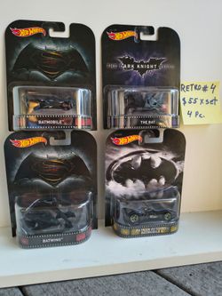Hot Wheels Retro Batman Batmobile Batwing The Bat 4-Car Set