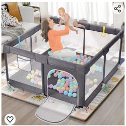 Brand New In Box Large 50"x50"x27 Baby Playpen With Mat , Balls & Storage Bag Portable Toddler Activity Center Child Paly Yard