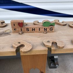 Vintage Wooden Fishing Pole Stand