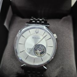 Bulova Automatic Open Heart Silver Stainless Men's Watch New