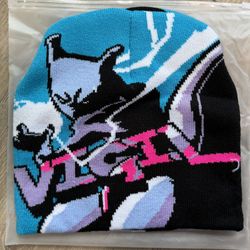 Vigil Graphic Beanie - Blue Pink Black Knit Hat - New