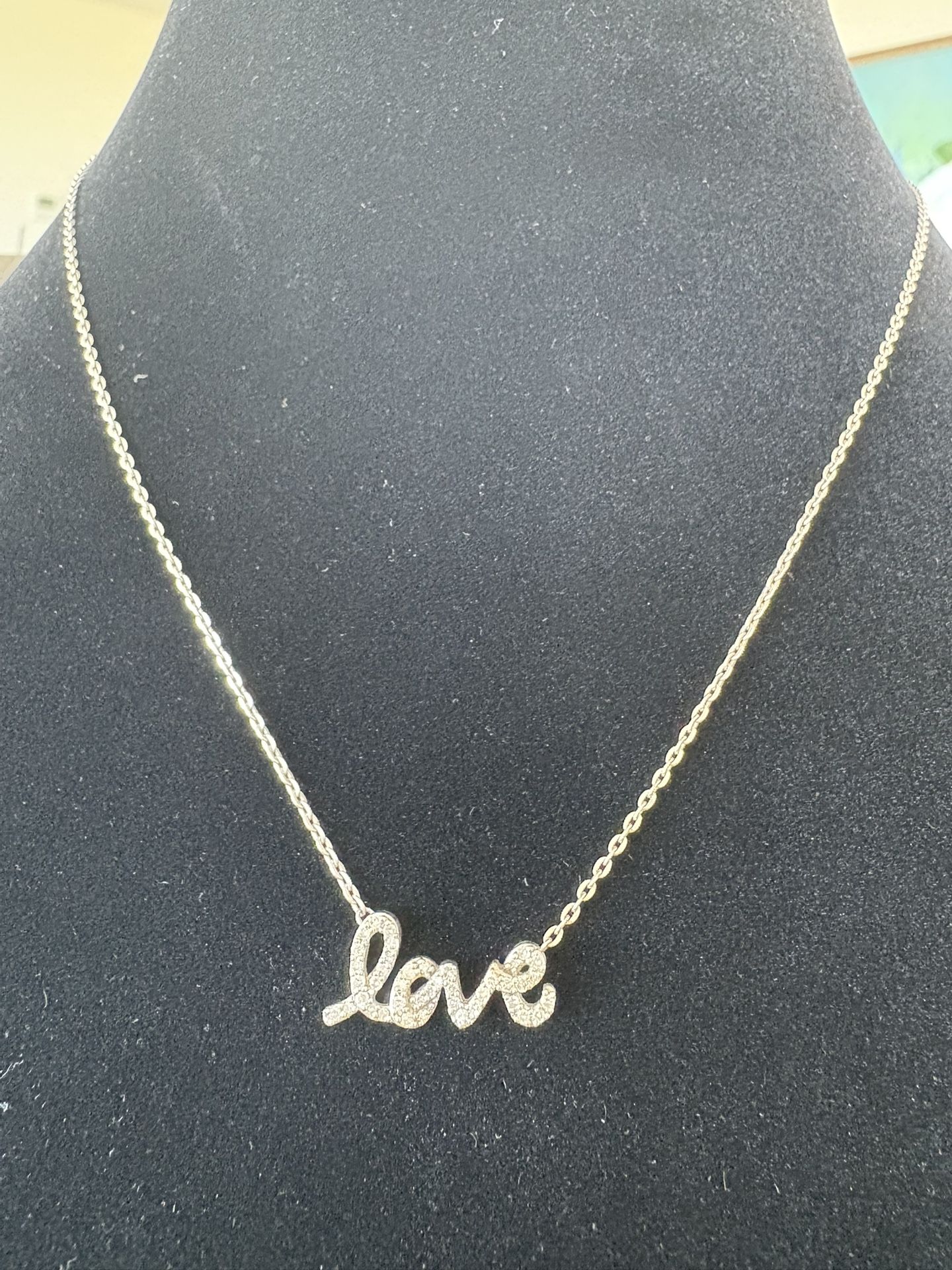 Sterling Silver Diamond Love Necklace
