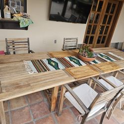 Outdoor Teak Table + 6 Chairs