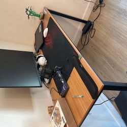 Moving Sale - Desk, Mic, Monitor, Chair, Floor Lamp For Sale! 