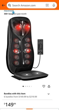 Shiatsu Neck Back Massager Heated Kneading Massage Chair Cushion For Full Body Relaxation Height Adjustable Massage Chair