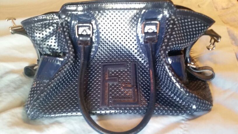 Pre owned FENDI Perforated Patent Leather Bag de jour Medium Tote